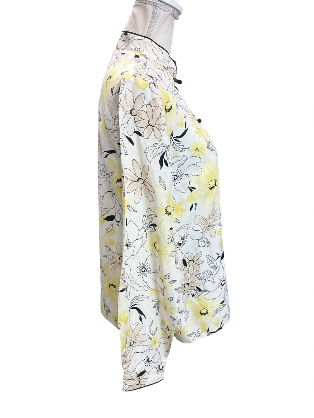 Pendleton Petite 8P Silk Linen Floral Mandarin Collar Frog Closure Jacket - Picture 8 of 16